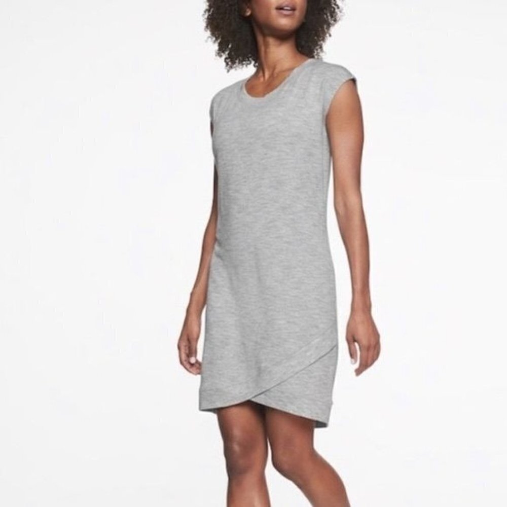 ATHLETA Beyond Soft Gray Modal Sleeveless Tulip Hem Sheath Shirt Dress - Small